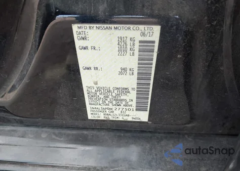 2017 Nissan Altima 2.5 Sv from USA, damaged, VIN 1N4AL3AP0HC277501